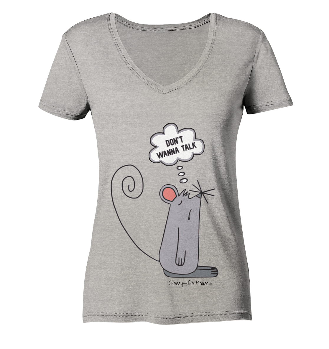 Cheesy The Mouse - Ladies Organic V-Neck Shirt