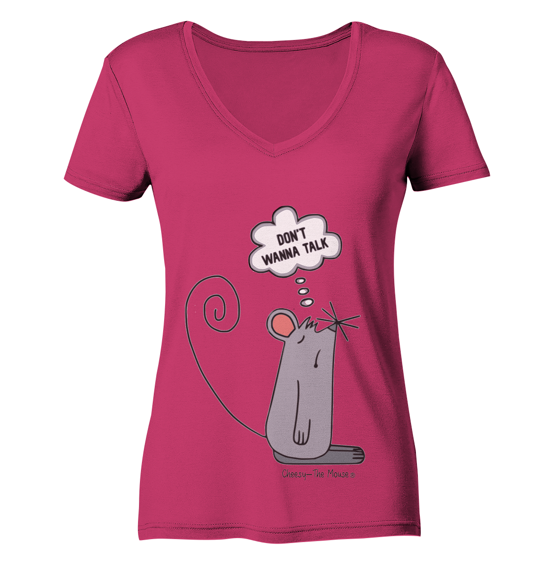 Cheesy The Mouse - Ladies Organic V-Neck Shirt