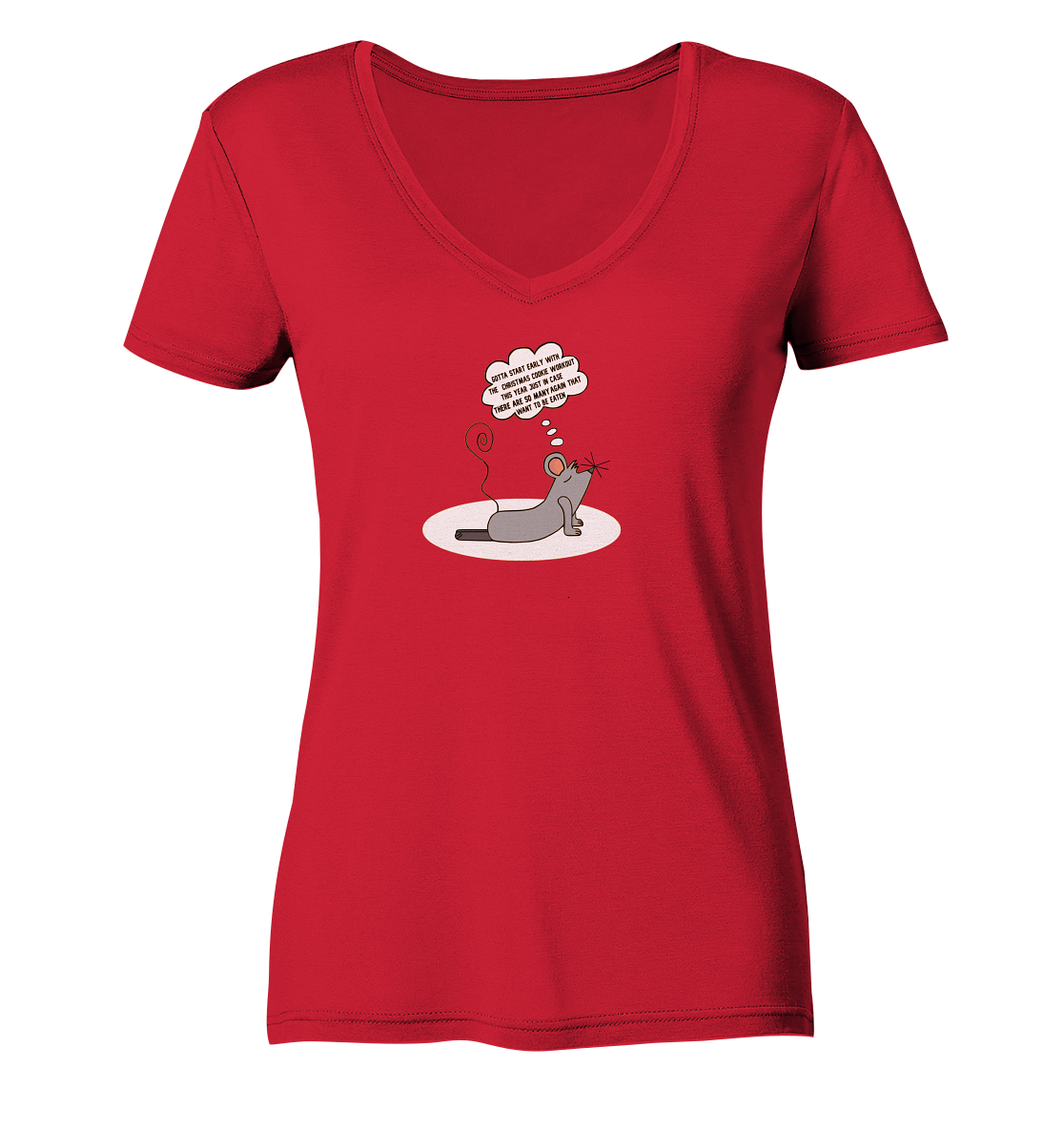 Cheesy -The Mouse® Workout before Christmas  - Ladies Organic V-Neck Shirt