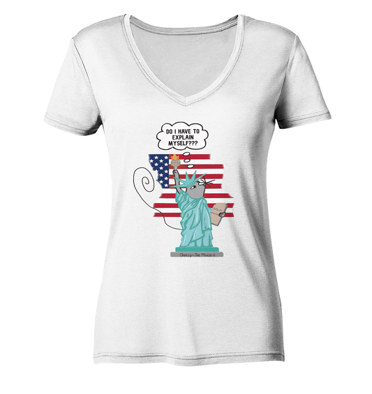 Cheesy The Mouse goes America - Ladies Organic V-Neck Shirt