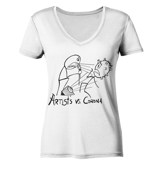 Artists vs. Corona Ladies Shirt Hell - Ladies Organic V-Neck Shirt