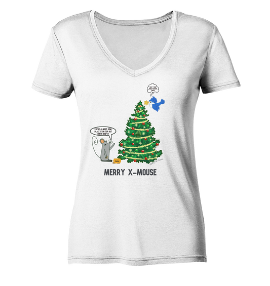Cheesy -The Mouse® Merry X-Mouse - Ladies Organic V-Neck Shirt