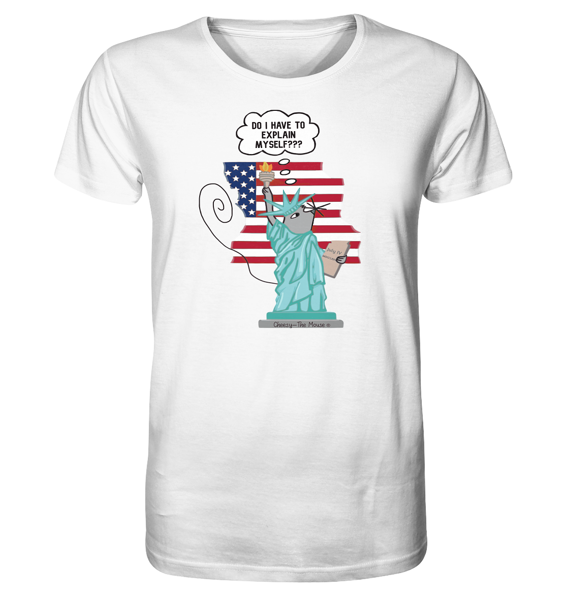 Cheesy The Mouse goes America - Organic Shirt